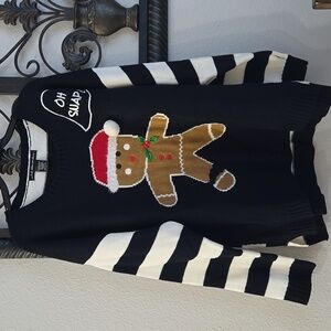 United States Sweaters Black and White Striped Gingerbread Sweater